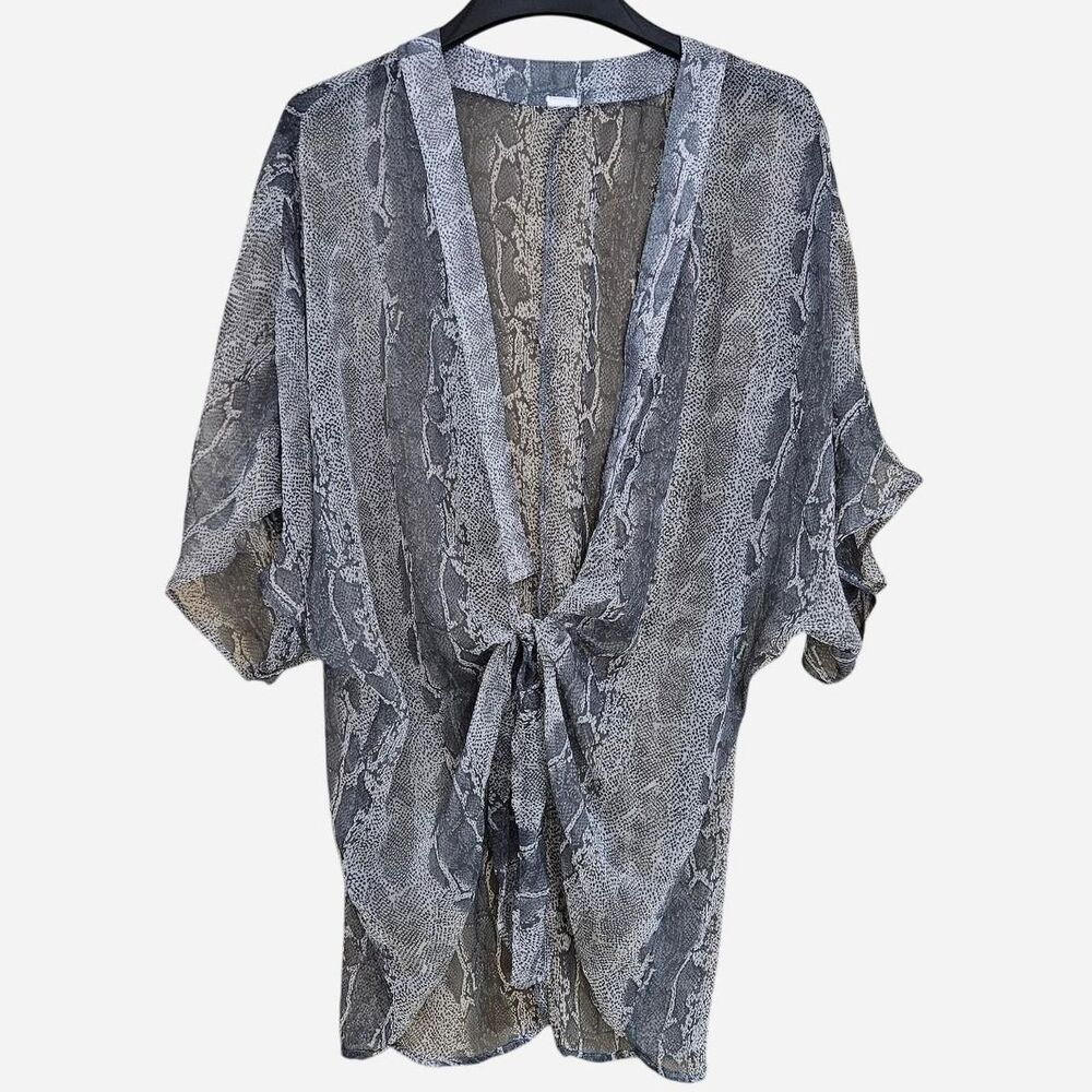 boho festival gray snake print cover up kimono